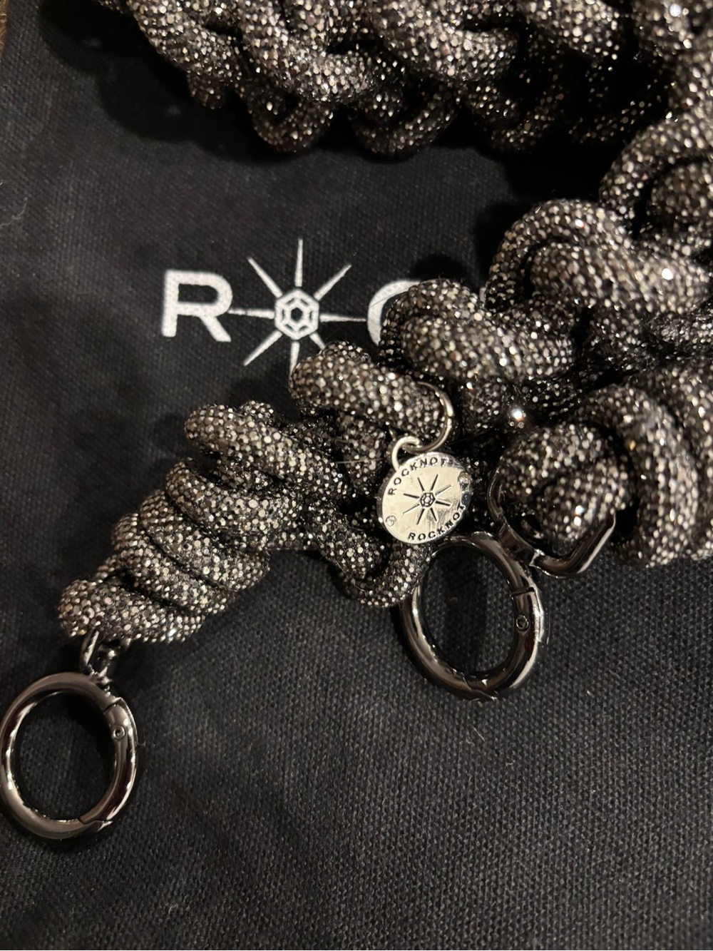 Rocknot Sparkle Handbag Strap with RK Logo Tag - Gunmetal-NEW - Picture 5 of 11